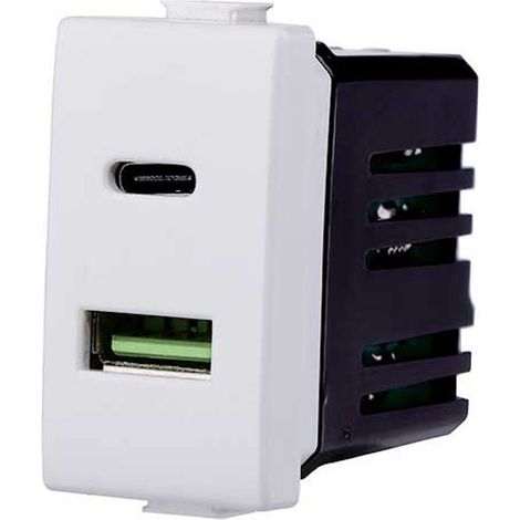 Modulo presa 2 in 1 USB + type-C type-Ada muro per placca cassetta 503 compatibile con matix 5v 3.1a (1/3)