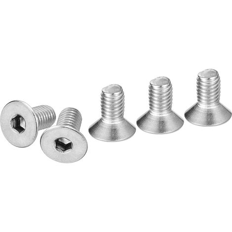Vis à Tête Cylindrique à Embase Hexagonale M5-0.8 x 10mm, Lot de 12 Vis à Tête Plate en Acier Inoxydable 304, Filetage Complet, Boulons Fraisés. (1/5)