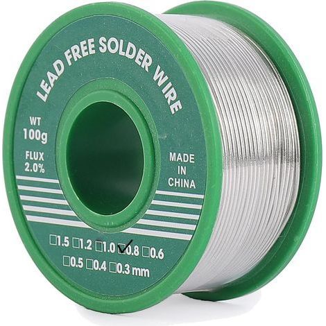 Fil étain de Soudure Sans Plomb 0.8mm 100g, Mince à Noyau Avec Flux de Colophane, Sn99%, Bobine d'étain à Souder pour Soudure la électrique (1/5)