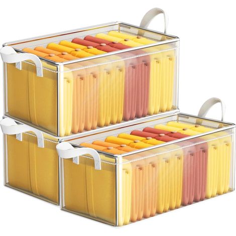 Scatola portaoggetti in plastica trasparente da 42 litri, confezione da 3 (trasparente, 42 litri)