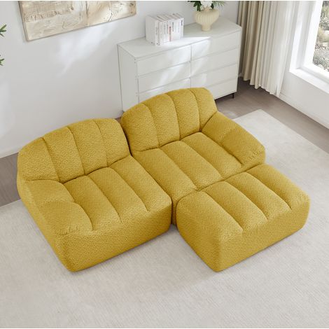 FloraGrace Sofa modulaire L,  fleece granuleux, jaune, sans montage (1/5)