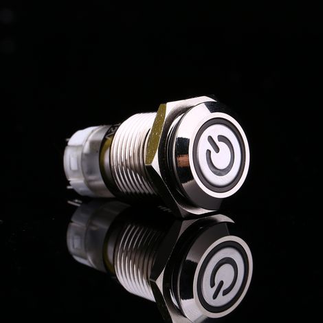 Interrupteur à bouton poussoir métallique 12V LED 16mm 1NO 1NC auto-verrouillant pour voiture (1/5)