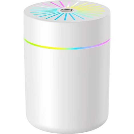 Portable Cool Mini Desktop Humidifier with Colorful Night Light Powered by USB - 180ml-Blanc (1/5)