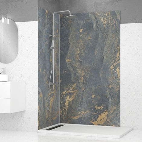 2 Paneles murales Piedra 90+120x210cm 'Venus' + Perfiles angular y de remate cromado - STONE'IT