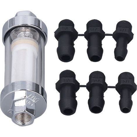 Filtre à carburant universel, raccords 3/8 pouce, 1/4 pouce, 5/16 pouce, avec 6 connecteurs, remplaçable pour le modèle 9706. (1/5)