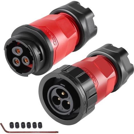 YM-20 3 Pin Screw Connector, Waterproof IP68 Circular Waterproof, PBT Plastic Housing Quick Release Aviation Connector, M20 Male/Female Plug (3 Pin) (1/5)