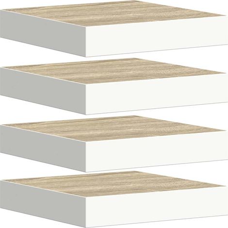 vidaXL Estante flotante pared 4 uds MDF roble y blanco 23x23,5x3,8 cm (1/2)