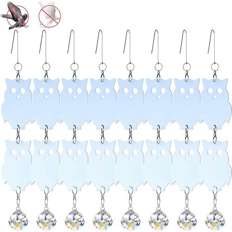 24 Pièces Effaroucheur Oiseaux Réfléchissant+Boule de Cristal Répulsifs Oiseaux Réfléchissants Set, Répulsifs réfléchissants, Effaroucheur Oiseaux, éloignez Les Oiseaux (24Hibou) (1/5)