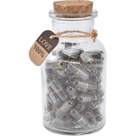 100 capsules en verre avec messages à souhaits et bouteille cadeau - Kit de 100 pilules de massage et lettres à vœux (1/5)