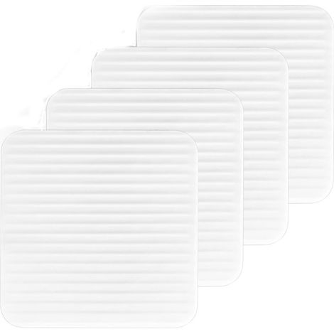 Lot de 4 patins antidérapants autocollants pour tapis et paillassons dimensions 10 x 10 cm anti enroulement pour parquet carrelage et sols couleur blanche (1/3)