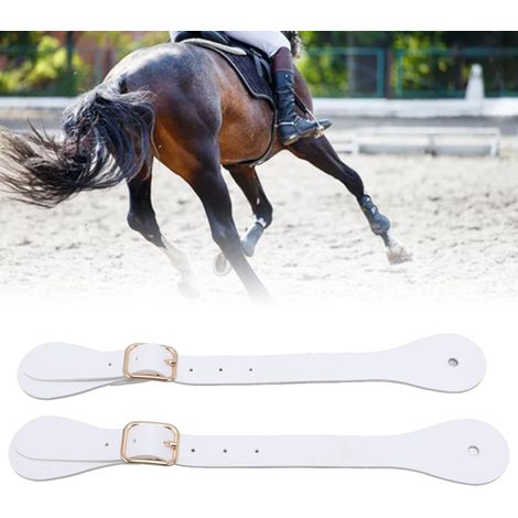 [Steigbügelriemen] Paar Steigbügelriemen aus Nappa-Kunstleder mit verstellbarer Länge (22 cm), weiß mit Strasssteinen, für Westernreiten (1/5)