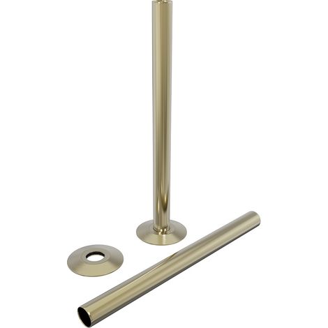 NRG Radiator Pipes and Collars Easy Fit Packs Brushed Brass 15mm x 180mm (1/3)