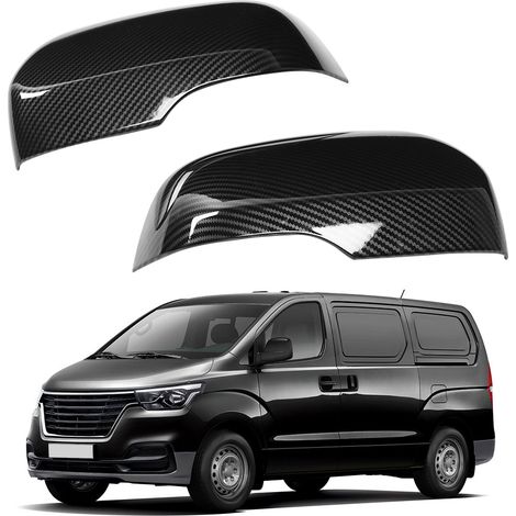 2 coques de rétroviseurs arrière style fibre de carbone en ABS compatibles avec HYUNDAI GRAND STAREX (H1) 2019 (1/4)