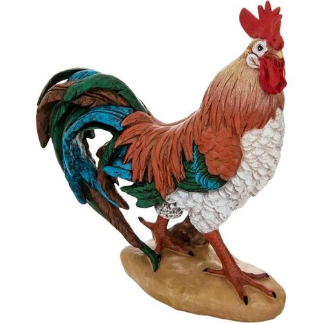 Statuette Déco Coq en Résine "Isac" 31cm Multicolore