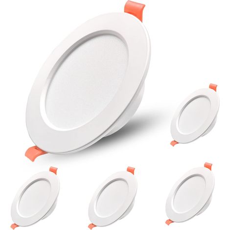 Lot de 5 Spot Encastré LED, Aluminium Moulé Sous Pression, IP44 Étanche, 3000K Blanc Chaud, Salle de Bain