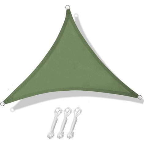 Voile d'ombrage anti-UV 118 x 118 pouces (3 mètres) - Forme triangulaire - Bloque 90 % des rayons UV - Auvent extérieur pour jardin, terrasse et piscine - Vert (1/5)