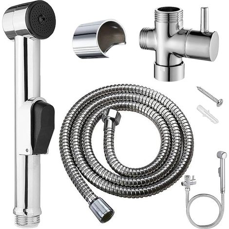 Bidet Hand Shower Kit with Tap and Switch Valve, Stainless Steel Hand Shower Head for Basin with Shower Hose 150cm for Sink, Bathroom, (1/5)