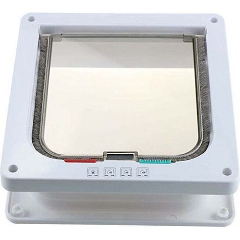 Chatière pour Chat - Verrouillable à 4 Voies - Pour Chat et Petit Chien - Facile à Installer et à Utiliser - L, Blanc (1/4)