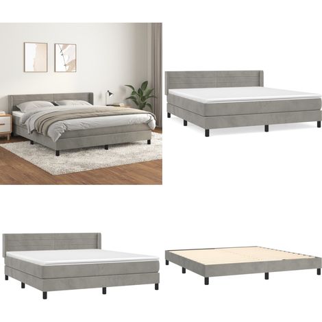 Sommier à lattes de lit et matelas Gris clair 180x200cm Velours - Lit Plateforme - Lit Velours - Lit Double - Literie - Chambre À Coucher - Home & Living (1/5)