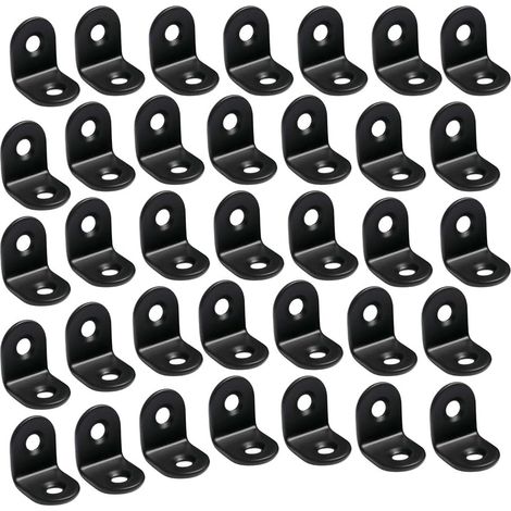 50 Stück Metall-Befestigungswinkel, Edelstahl-Montagewinkel, L-förmige Eckverbinder, 20x20mm, zur Befestigung und Reparatur von Möbeln (Schwarz) (1/4)