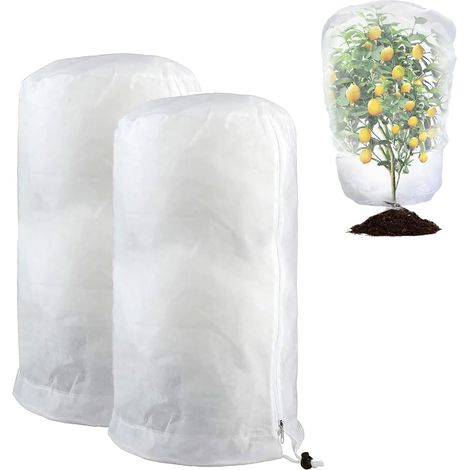 Lot de 2 housses d'hivernage pour plantes 120 x 180 cm, 80 g/m², avec cordon de serrage pour balcon et jardin (1/5)