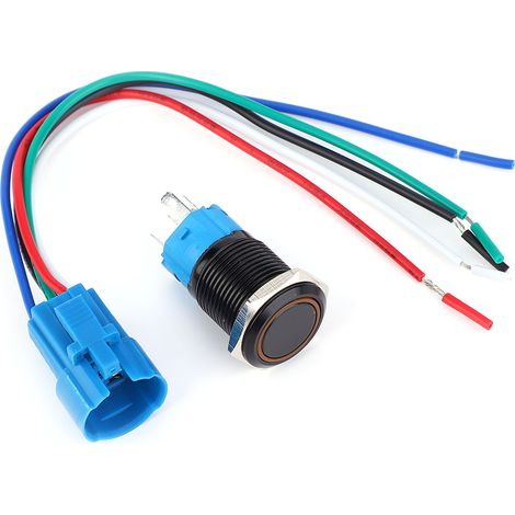 2 jeux d'interrupteurs à bouton-poussoir métalliques à réarmement automatique à 5 broches 1NO1NC 12VDC 16 mm avec voyant (jaune)