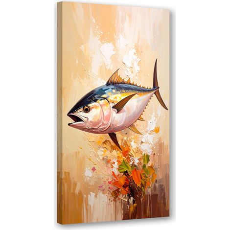 Tableau déco Poisson mer peinture imitation 50x100 (1/4)