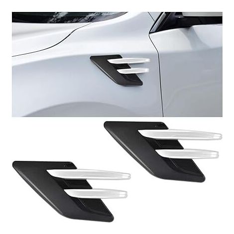 Sortie d'air latérale de voiture 2 pièces, couvercle d'aération de calandre, sortie de grille de flux d'air latérale de capot de voiture (argent) (1/5)