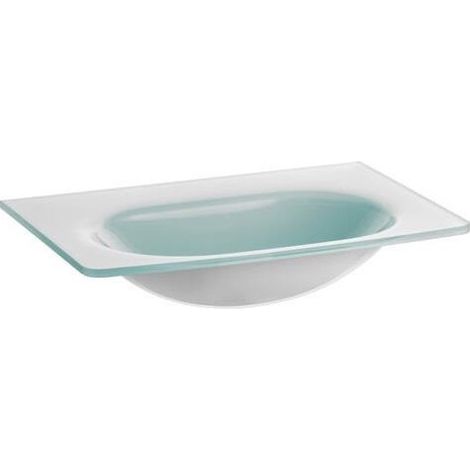 Lavabo ELEGANCE de vidrio sin orificio para grifería, pintado de blanco 700 x 125 x 492 mm KEUCO