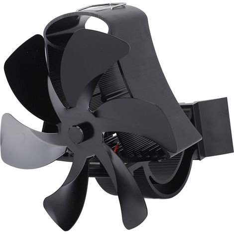 Ventilateur de poêle magnétique à 6 pales, fixation murale, alimenté par la chaleur, pour conduit de cheminée, installation magnétique, pour poêles à bois, noir (1/5)