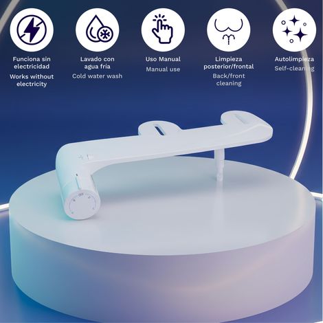 Asiento bidé manual agua fría, compatible WC estándar, boquilla autolimpiable, chorro ajustable Sensa Cold
