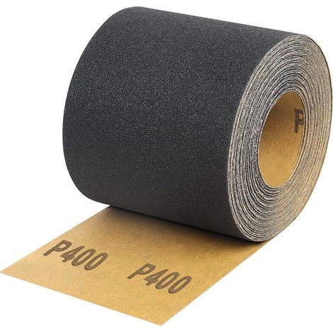 Schleifpapierrolle, Körnung 400, 93 mm x 10 m, Siliziumkarbid-verstärktes Schleifpapier, Nassschleifpapier für Metall und Holz, für Exzenter- und Handschleifer (1/5)