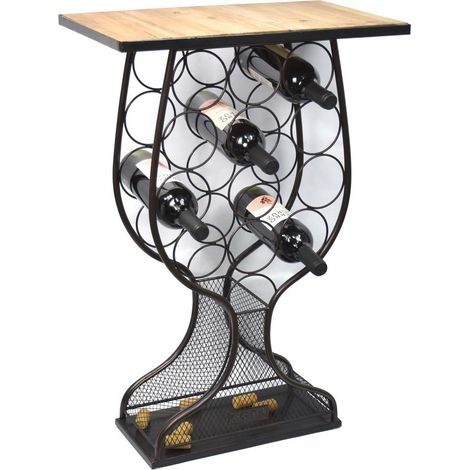 76cm Wine Rack Table - Metal/Wood - L31 x W51 x H76 cm