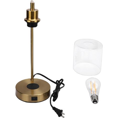 Lampe de table industrielle avec chargeur sans fil, port USB, commande tactile, 3 niveaux de luminosité, lampe de chevet pour chambre à coucher, prise US, couleur or (1/5)