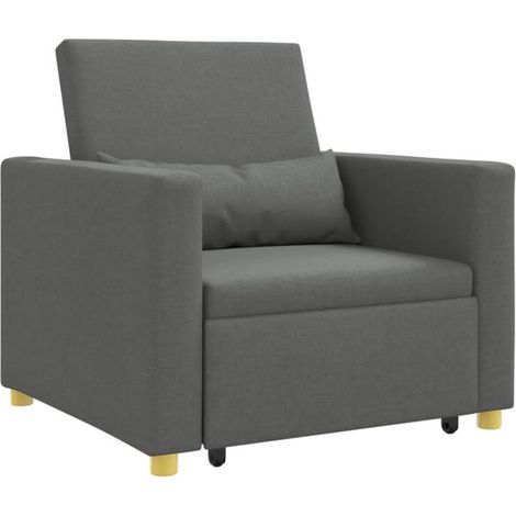 Lit escamotable simple, gris foncé, 90 x 165 x 87 cm, capitonné. (1/5)