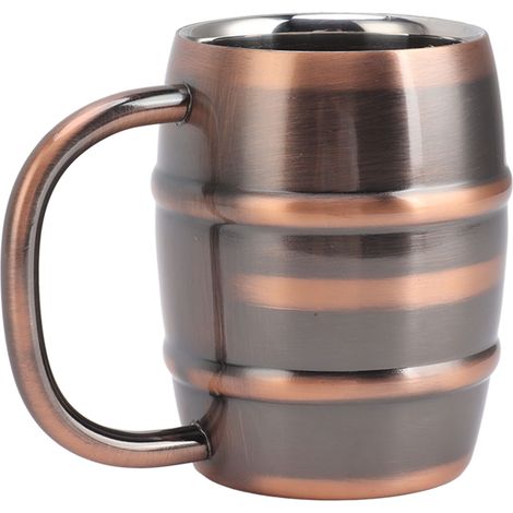Doppelt isolierter Bierkrug aus Edelstahl, ergonomisch und sicher für Milchtee zu Hause, in Retro-Kupferfarbe