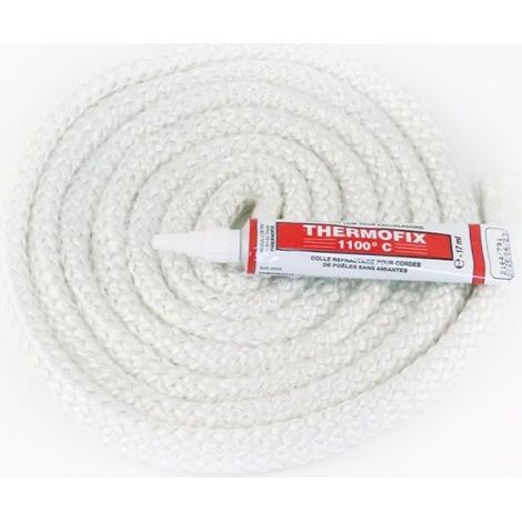 Joint rond tressé (blanc) ø 12 mm x 2,5 m + colle