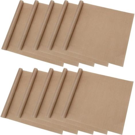 Lot de 10 plaques de cuisson en téflon, doublure de four antiadhésive réutilisable 50 x 40 cm pour cuisson au barbecue, transfert de chaleur, résistance à la chaleur jusqu'à 270 °C.
