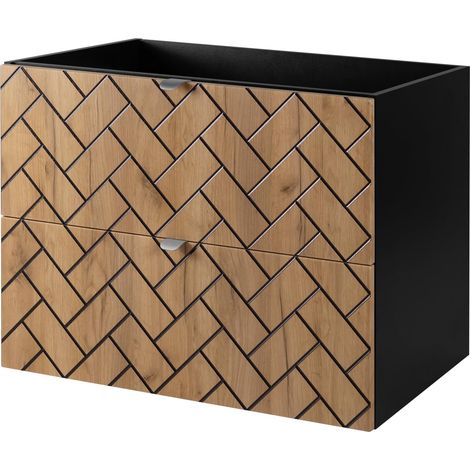 Mobile da bagno, Rovere Artigianale Dorato, 80 x 57 x 46 cm, Maniglie Argento (1/5)