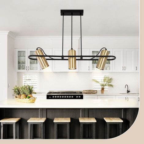GBLY Pendelleuchte Esstisch Hängelampe Vintage - 3 Flammig Esszimmerlampe Gold Hängeleuchte Industrial Design GU10 Esstischlampe Küchenlampe Hängend Wohnzimmer für Esszimmer Küche Bar