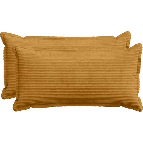 Housse de coussin 2 pc HOUTEN Jaune 40 x 70 cm velours côtelé vidaXL (1/5)