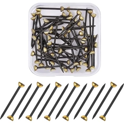 Clous suspendus Épingles murales Clous suspendus en laiton noir pour tapisserie d'ameublement (60 pièces) (1/2)