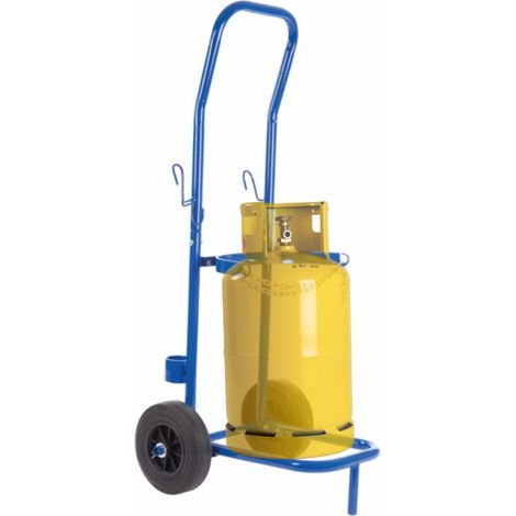 Toolland Chariot pour bouteille de gaz bleu 100 kg chaîne de sécurité réglable cadre en acier inoxydable grandes roues 20 cm adapté aux bouteilles de propane butane fûts de bière intérieur extérieur (1/8)