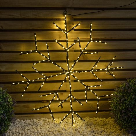 61cm Light up Twinkling Christmas Snowflake with 196 Warm White LEDs (1/5)