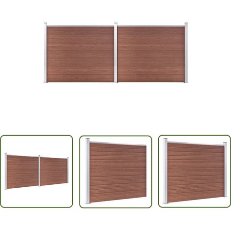 The Living Store Ensemble de panneau de clôture WPC 353x146 cm Marron - Clôture Jardin - Clôture Résidentielle - Clôture Composite - Clôture WPC - Barrière Jardin (1/5)