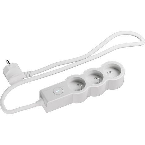 Rallonge multiprise 3x2P+T avec Interrupteur on/Off, 1.5M, Blanc, 16A (1/5)