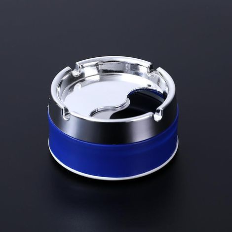 Posacenere domestico, sigillato, zincato, antivento, rinforzato, girevole, per tavolo da soggiorno, con coperchio, blu. (1/2)