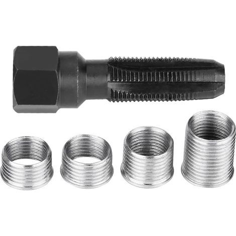 14mm Spark Plug Repair Kit, 5 Pcs Carbon Steel Spark Plug Re-Threading Tool Kit with Inserts for 14mm Spark Plug Repair (1/5)