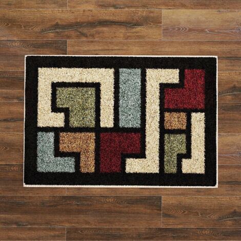 Tapis de bain à carreaux, absorbant, antidérapant, doux au toucher, paillasson de toilettes, tapis carré pour la maison - 40 x 60 cm (1/3)