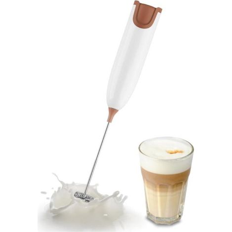 (blanc) Aischens Mousseur à Lait Electrique Portatif, Mini Fouet en Acier Inoxydable Electrique, Mini Batteur d'œufs, Mélangeur de Mousse pour Cafés, Expressos, Lattés, Chocolat Chaud, Cappucinos (1/5)